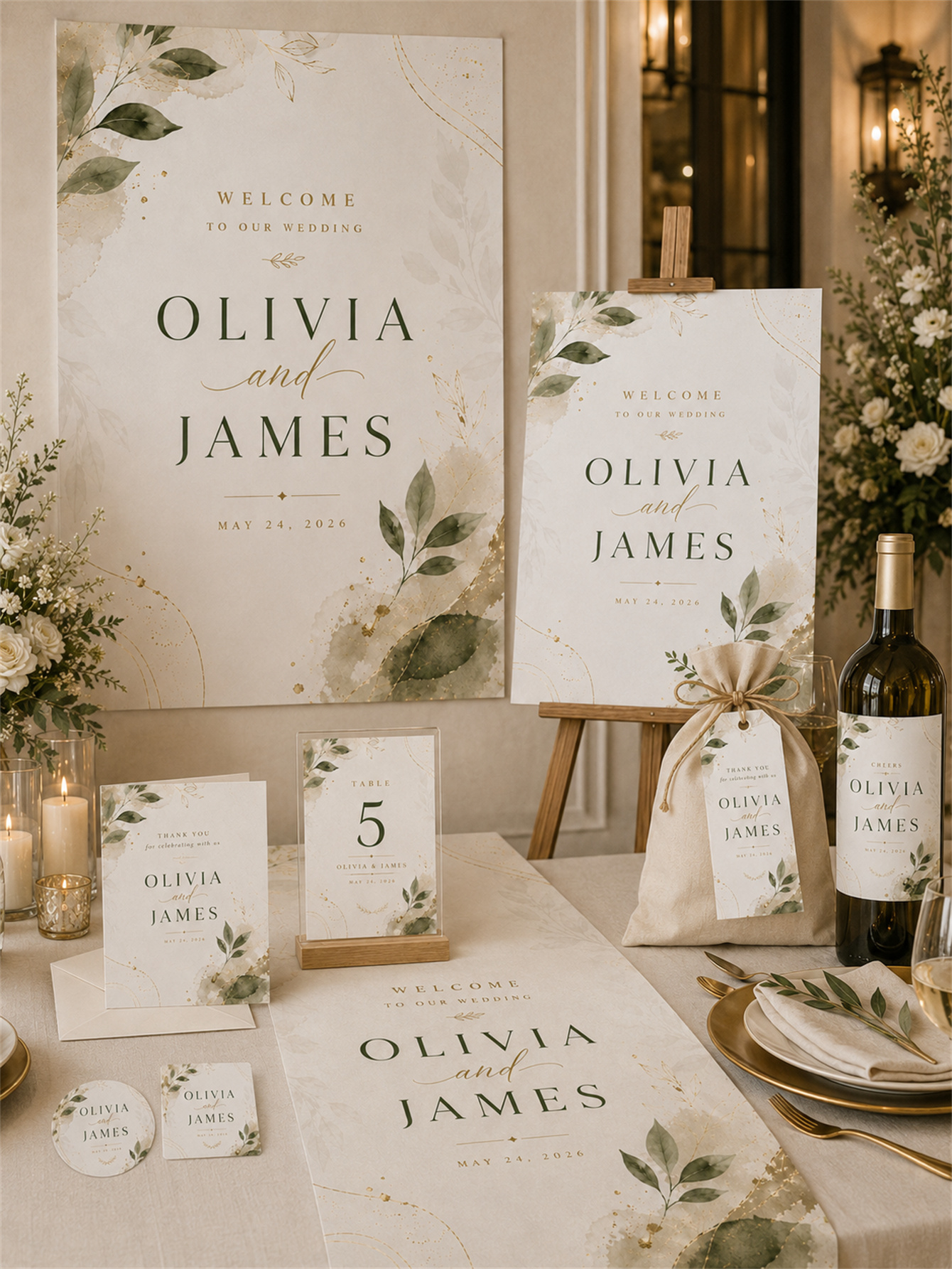 Customized romantic wedding decorations - Design a luxurious wedding - Customize names and dates